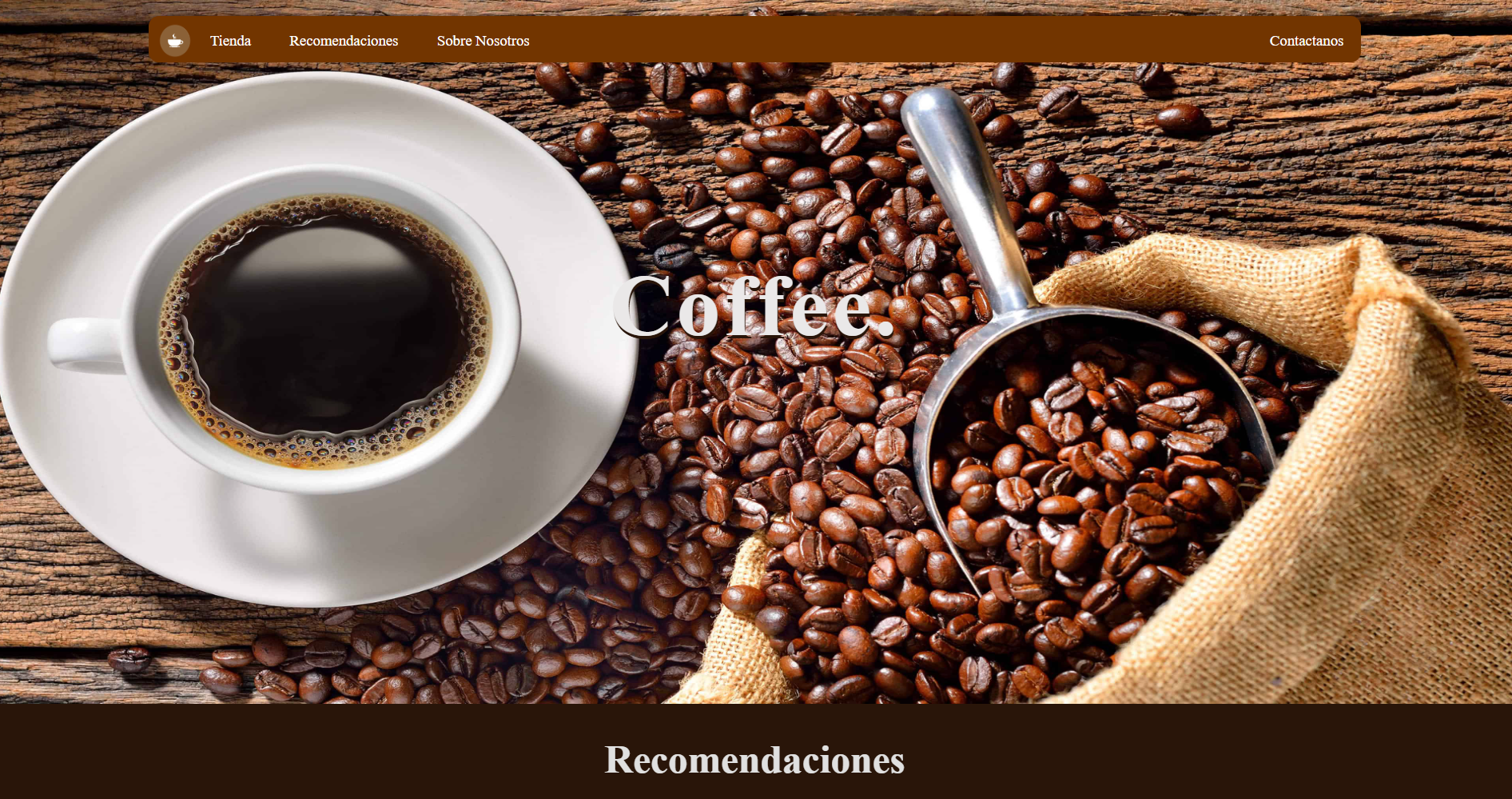 Screenshot of Coffee Shop project